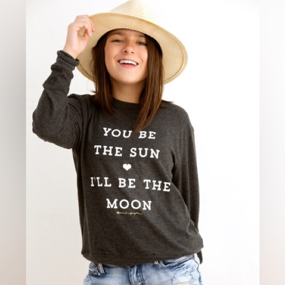 Spiritual Gangster Savasana Sun Girls Crew Neck Pullover Sweatshirt in Grey